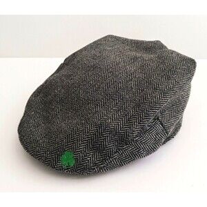Man of Aran Ireland Woolen Gray/Blk Tweed Flat Newsboy Cap Adj Strapback